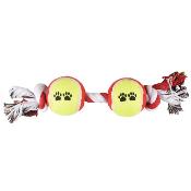 Jouet Sammy en Corde 2 Noeuds et 2 Balles de Tennis pour Chien - Flamingo