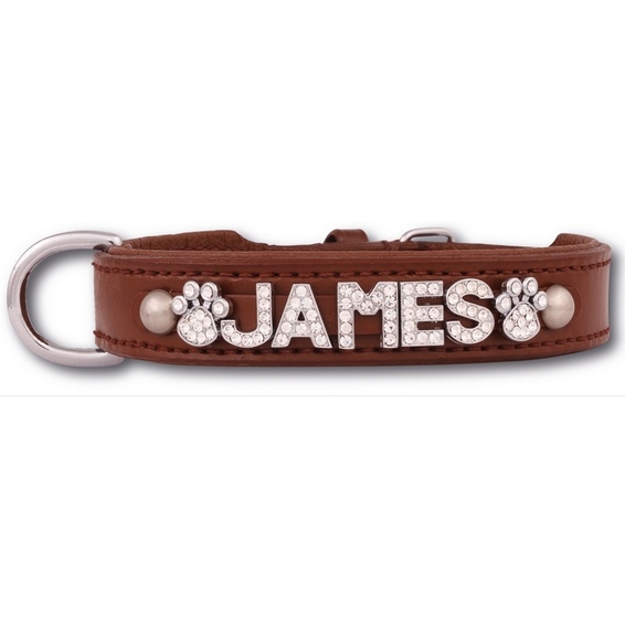 Collier Cuir Pour Chiens Et Chats Personnalisable Marron