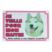 Panneau Attention au Chien Husky - Flamingo