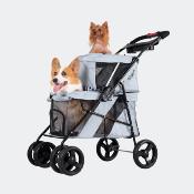 Poussette pour Chien Double Decker Gris - Ibiyaya