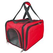 Sac de Transport Bandoulière Accordéon Noir et Rouge pour Chiens et Chats - Doogy