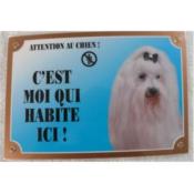 Panneau Attention au Chien Bichon Maltais