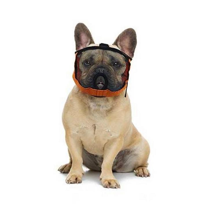 Muselière Respirante Pour Chien à Museau Court (Bouledogue, Carlin) - En Maille Douce, Réglable, Permet De Boire Et Haleter