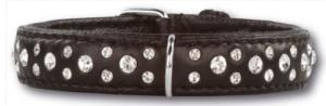 Collier Cuir Noir pour Chien Strass Swarovski 3 Rangs - Doxtasy 