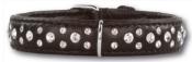 Collier Cuir Noir pour Chien Strass Swarovski 3 Rangs - Doxtasy 