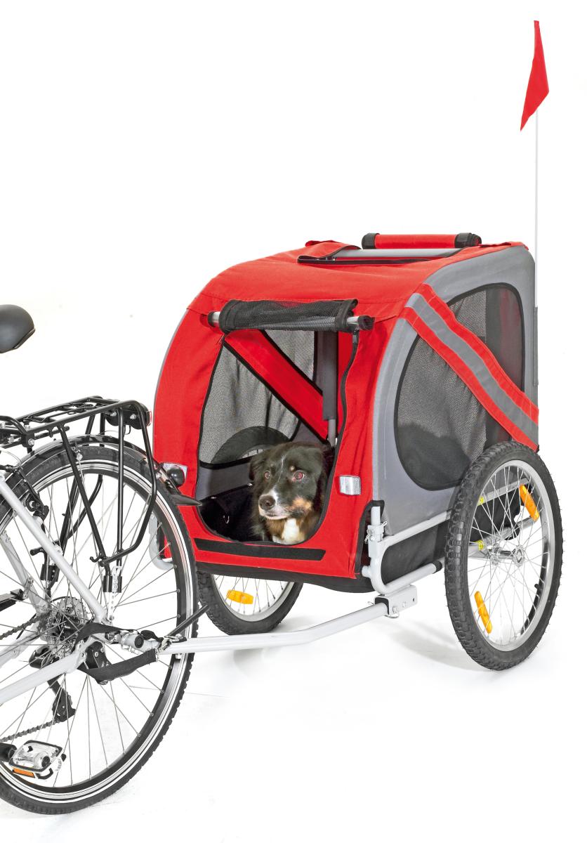 Remorque vélo pour chien DoggyRide Original Trailer rouge-gris - Britch  Lite accouplement porte-bagages