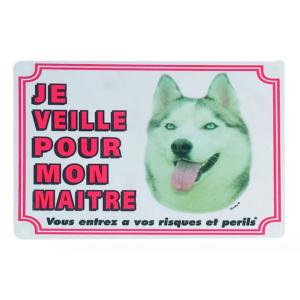 Panneau Attention au Chien Husky - Flamingo