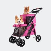 Poussette pour Chien Double Decker Rose - Ibiyaya