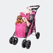 Poussette pour Chien Double Decker Rose - Ibiyaya